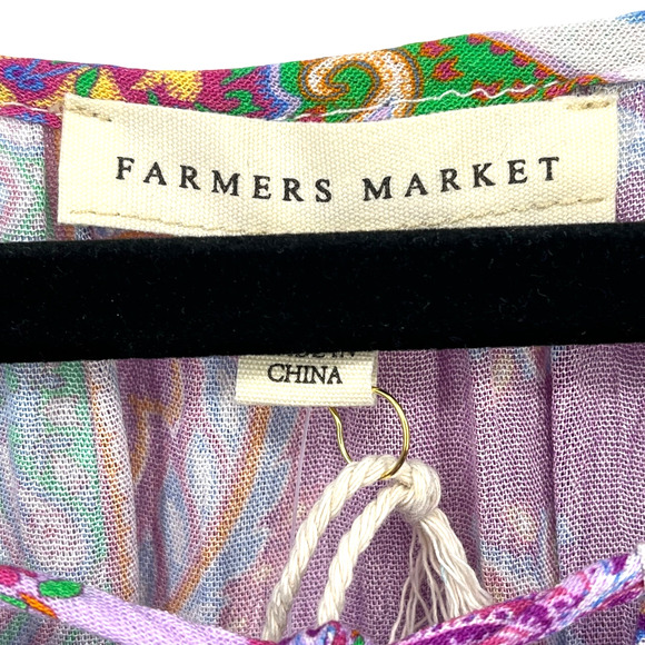 Farmer's Market Paisley Patchwork Print Peasant Shirt Plus Size 1X Purple Green - Picture 4 of 6